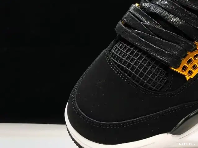 HYPE 308497-032 Black Royalty Jordan Metallic Air 4 Gold-White 0604